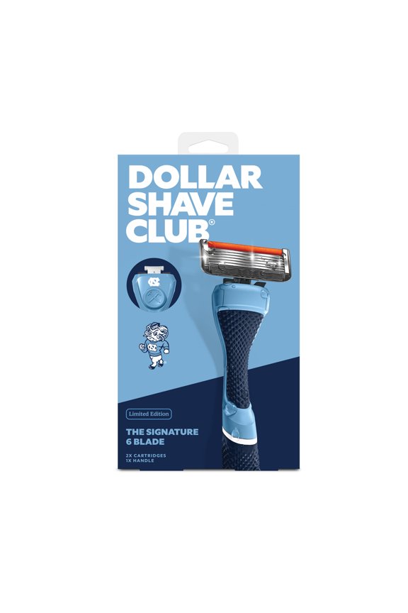 UNC Tar Heels 6-Blade Starter Set 1 Handle, 2 x 6-Blade Razor Refills