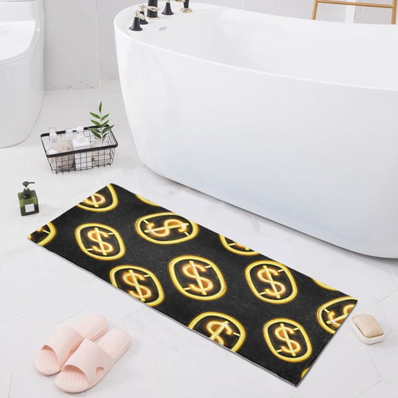 Dollar Sign Bath Mat 39x20 Non-Slip Bathroom Rugs Absorbent Soft Plush Quick Dry for Tub Shower Kitchen Home Decor