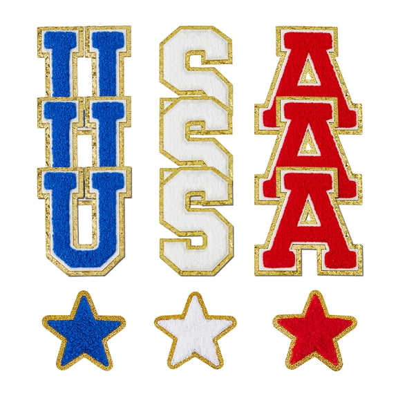 Dollar Sign Computerized Embroidery Cloth Self Adhesive Patches Stick On Patch Star USA Mixed Shapes 71~80x55~76.5x2.5mm DIY