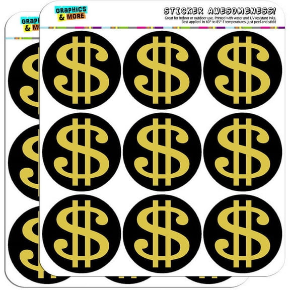 Dollar Sign Gold and Black 18 2" Planner Calendar Scrapbooking Crafting Stickers