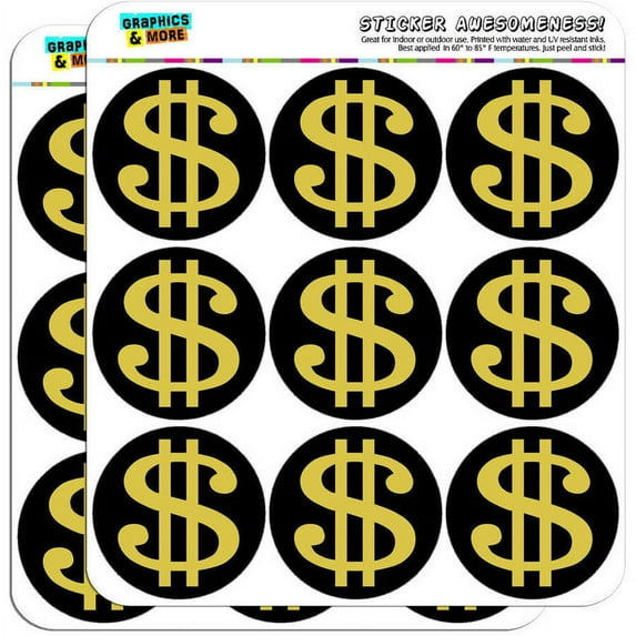 Dollar Sign Gold and Black 18 2" Planner Calendar Scrapbooking Crafting Stickers