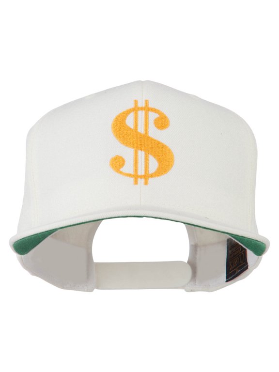 Dollar Sign Logo Embroidered Flat Bill Cap - Natural OSFM