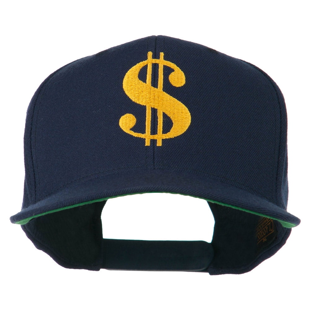 Dollar Sign Logo Embroidered Flat Bill Cap - Navy OSFM - Walmart.com