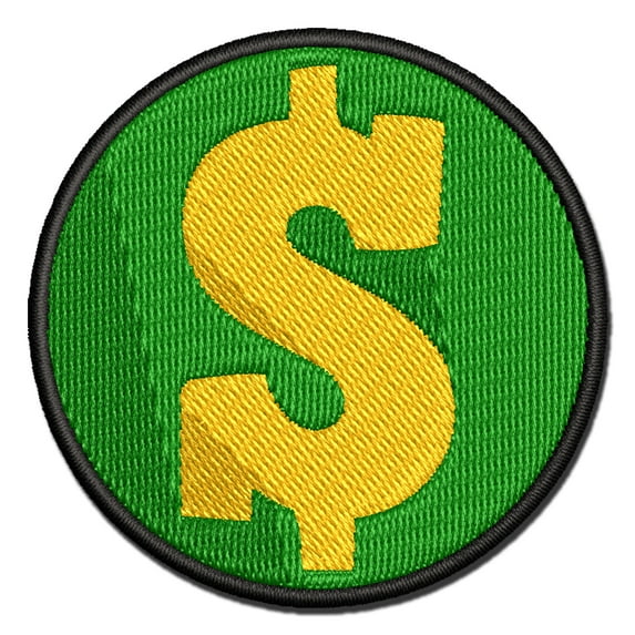 Dollar Sign Money Symbol Applique Multi-Color Embroidered Iron-On Patch - 2.5 Inch Small