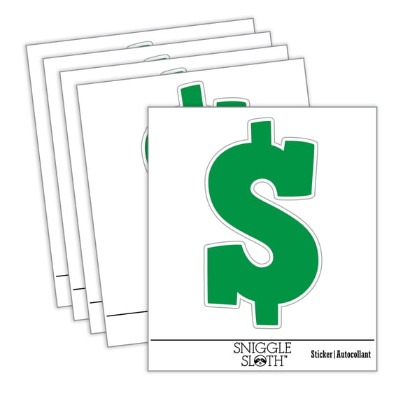Dollar Sign Money Symbol Car Window Bumper Water Bottle Phone Tablet Laptop Waterproof Vinyl Decal Sticker Set 5-Pack - Gloss Finish - 2.0"