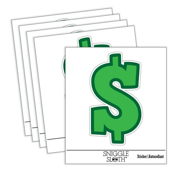 Dollar Sign Money Symbol Outline Car Window Bumper Water Bottle Phone Tablet Laptop Waterproof Vinyl Decal Sticker Set 5-Pack - Gloss Finish - 4.0"