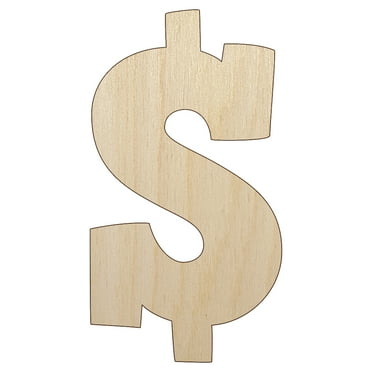 Dollar Sign Money Symbol Wood Shape Unfinished Piece Cutout Craft DIY Projects - 4.70 Inch Size - 1/8 Inch Thick