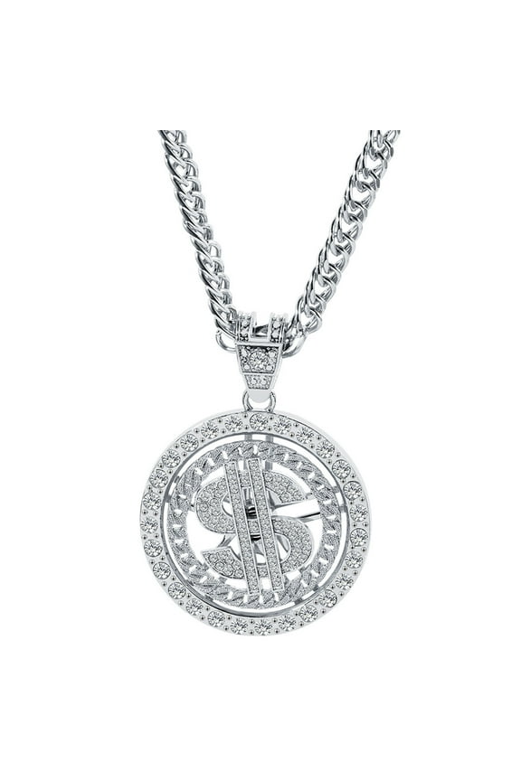 Dollar Sign Necklaces Money Chain 80 90s Hip Hop Rotatable Dollar Necklace Big Gold Chain Rapper Costume Jewelry for Men