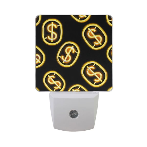 Dollar Sign Night Light 2 Pack LED Nightlight Plug into Wall Dusk to Dawn Sensor Soft White