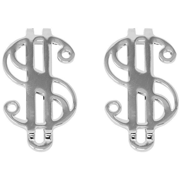 Set of 2 Dollar Sign Shaped Chrome-Plated Silver Stainless Steel Money Clips
