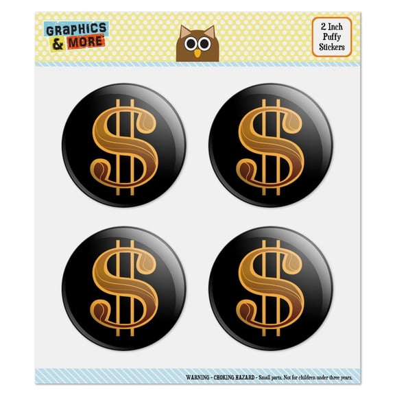 Dollar Sign Symbol Puffy Bubble Dome Scrapbooking Crafting Sticker Set