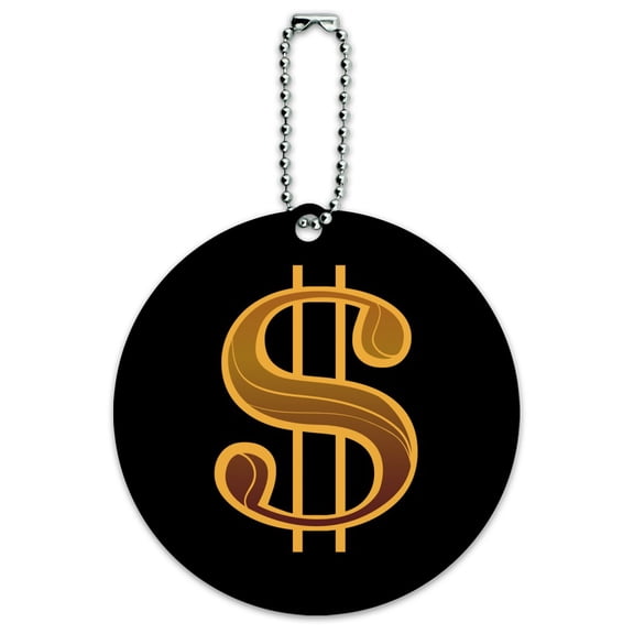 Dollar Sign Symbol Round Luggage ID Tag Card Suitcase Carry-On