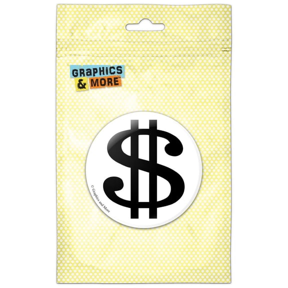 Dollar Sign White and Black Refrigerator Button Magnet