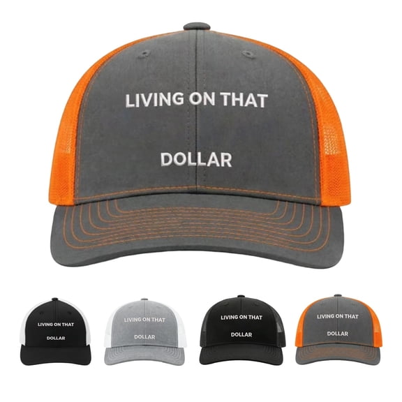 Dollar Trucker Hat, Funny Living On that Dollar Cap, Adjustable Breathable Mesh Baseball Cap,B 1PCS