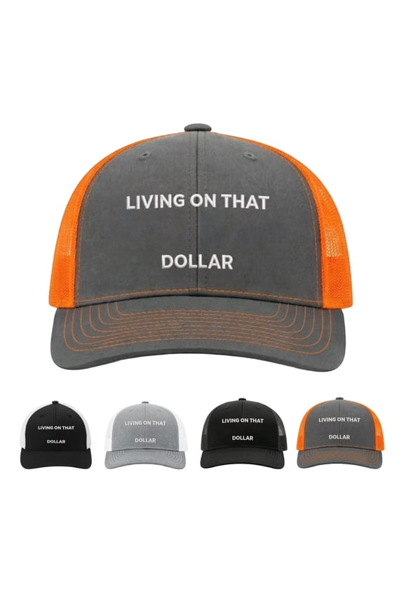 Dollar Trucker Hat, Funny Living On that Dollar Cap, Adjustable Breathable Mesh Baseball Cap,B 1PCS