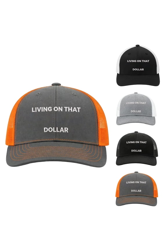Dollar Trucker Hat, Funny Living On that Dollar Cap, Adjustable Breathable Mesh Baseball Cap,B 1PCS