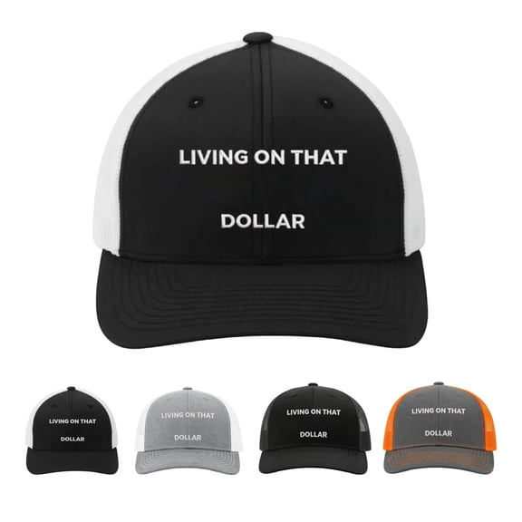 Dollar Trucker Hat, Funny Living On that Dollar Cap, Adjustable Breathable Mesh Baseball Cap,D 1PCS