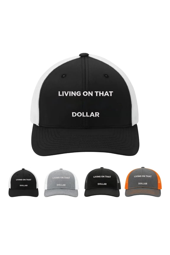 Dollar Trucker Hat, Funny Living On that Dollar Cap, Adjustable Breathable Mesh Baseball Cap,D 1PCS