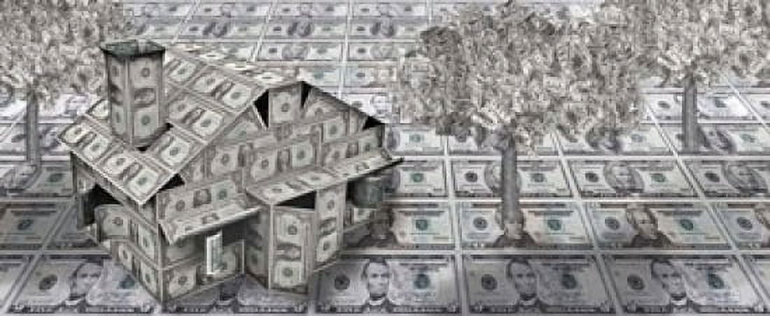 Dollar house with money tree Canvas Art - Panoramic Images (15 x 6)