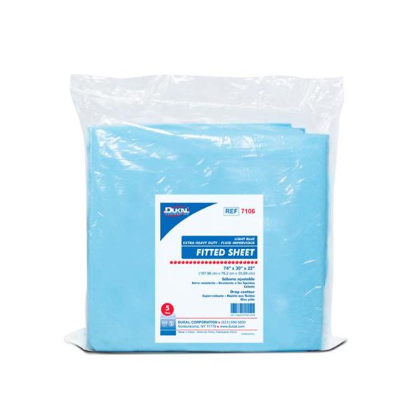 DollarDays 2389771 Disposable Fitted Sheet - Blue - Case of 50 (74" x 30" x 22")