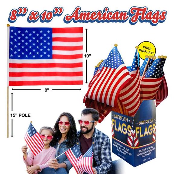 DollarDays 2391870 USA Flags - 8 x 10 in. - Case of 144