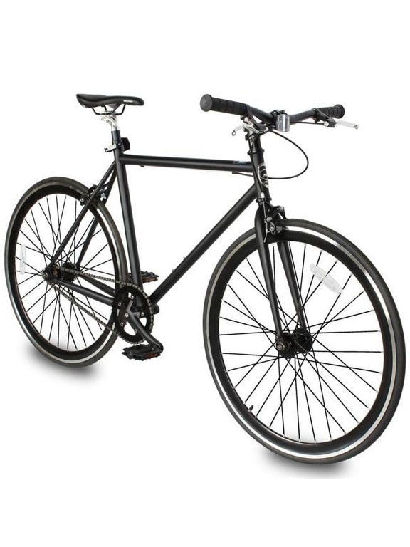 Hi-Ten Steel & Aluminum Frame Fixed Gear Road Bicycle, Matte Black