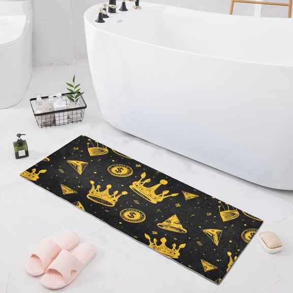 Dollars Coin Crown Bath Mat 39x20 Non-Slip Bathroom Rugs Absorbent Soft Plush Quick Dry for Tub Shower Kitchen Home Decor
