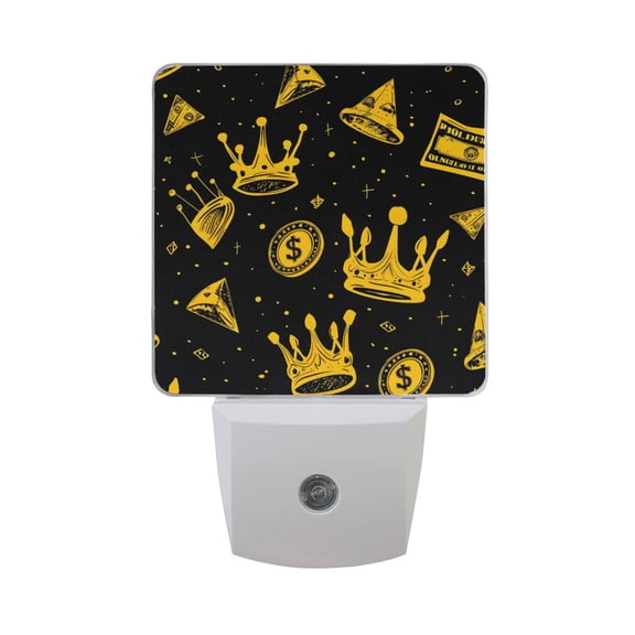 Dollars Coin Crown Night Light 2 Pack LED Nightlight Plug into Wall Dusk to Dawn Sensor Soft White