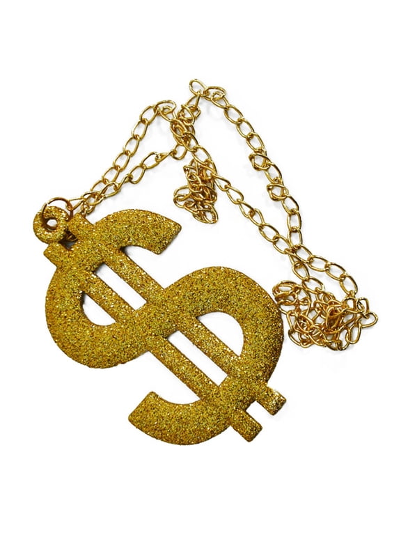Dollars Sign Necklace, Dollars Sign Pendant Golden Necklace with Chain, Hip Hop Punk Chain for Women Party Necklace