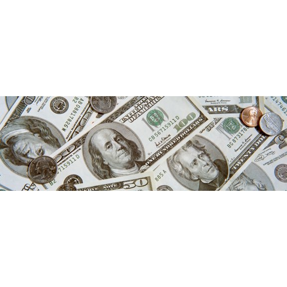 Dollars and Cents Currency US Canvas Art - Panoramic Images (36 x 12)