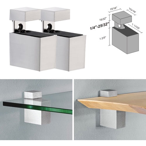 Dolle Cuadro Silver Adjustable Shelf Brackets for up to 3/4" Shelf - Pair