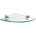 thumbnail image 1 of Dolle Shelving 10" x 10" Clear Glass Corner Shelf Kit with Two Jam Satin Chrome Bracket, 1 of 4