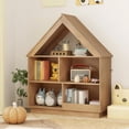 thumbnail image 1 of Dollhouse Bookshelf and Toy Storage, 3-Tier House Shaped Bookcase for Organization & Decoration, Floor Standing Book Shelf for Kids Room, Playroom, Nursery (Natural), 1 of 8