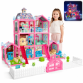 thumbnail image 1 of Lenbar Dollhouse Castle Villa Building Set with Colorful Lights, 10 Room Pretend Play House with 1 Doll and 1 Castle Roof, DIY Building Kit for Kids Ages 3+, 1 of 9