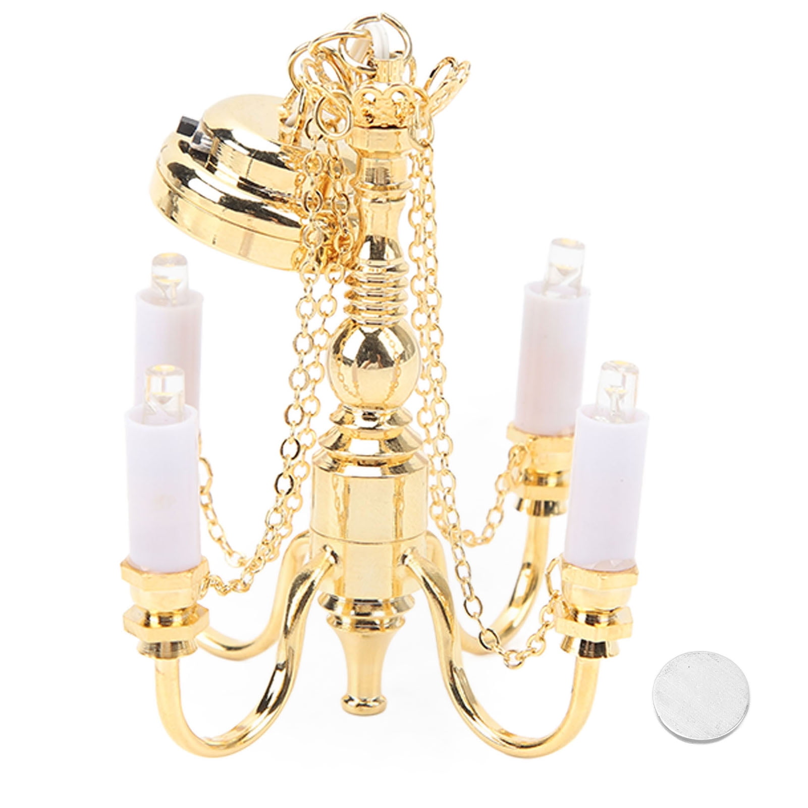 Dollhouse Chandelier 112 Scaled Battery Operated Lifelike 4 Heads Miniature Ceiling Light