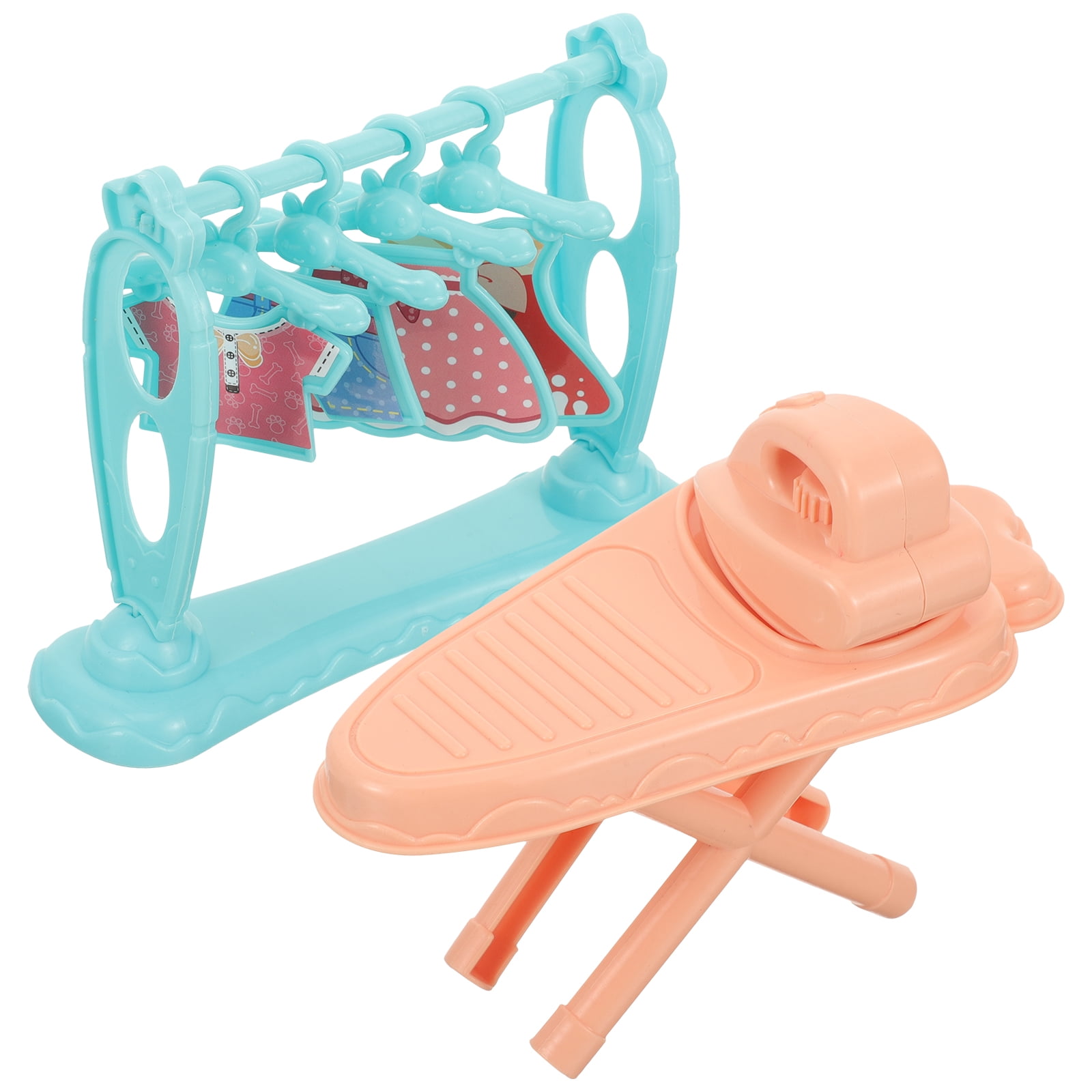 Dollhouse Clothing Rack Clothes Storage Iron Set Toy Room Steam Desktop
