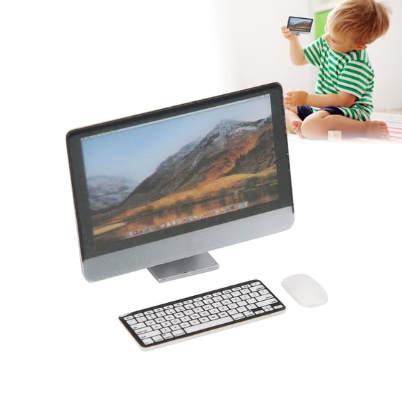 Dollhouse Computer 1:12 Miniature Computer Set Miniature Furniture Minature Dollhouse For 1/12 Miniature Dollhouses Computer Set