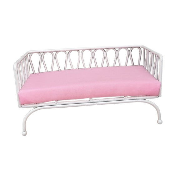 Dollhouse Couch Mini Furniture with Metal Frame and Removable Cushion for Living Room Scene Decoration