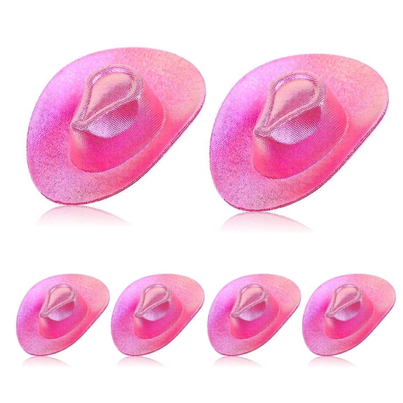 Dollhouse Cowgirl Hat 6pcs Mini Neon Cowgirl Hat Set Dollhouse Party Supplies for Space Cowgirl Decorations Playtime Fun Mini Cowboy Hat