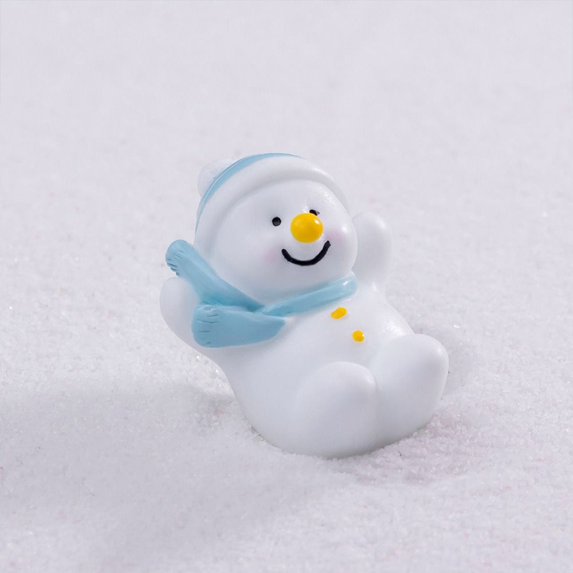 Dollhouse Creative Christmas Micro Landscape DIY White Desktop Knick-Knack Cartoon Snow Man Doll Miniature Snowman Statue Mini Snowman Figurine 6