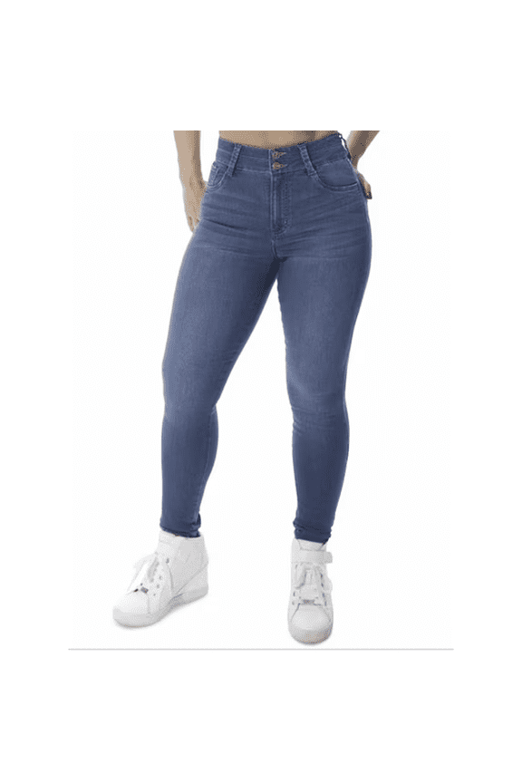 Curvy High Rise Double Button Skinny Jeans - Loma Wash