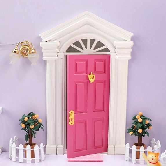 Dollhouse Door Bright Color Beautifully Realistic Colorful Exquisite Decorative Lightweight Miniature Wooden Door Furniture Model Scene Prop