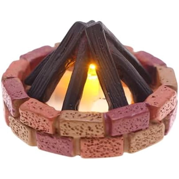 Dollhouse Fireplace LED Faux Fire Resin 2.2x1.4 Inch Mini Campfire For Dollhouse Fairy Garden Decor