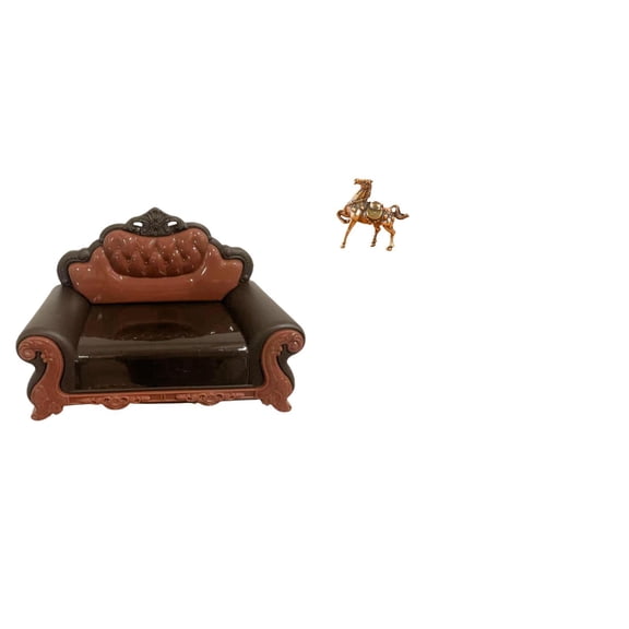 Dollhouse Furniture Miniature Sofa Horse Figurine Brass Material for Living Room Office Decor