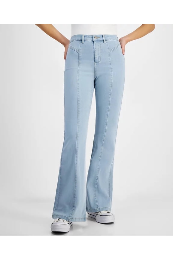 HILLSIDE Women's Juniors' High-Rise Wide-Leg Seamed Jeans, US 1/2