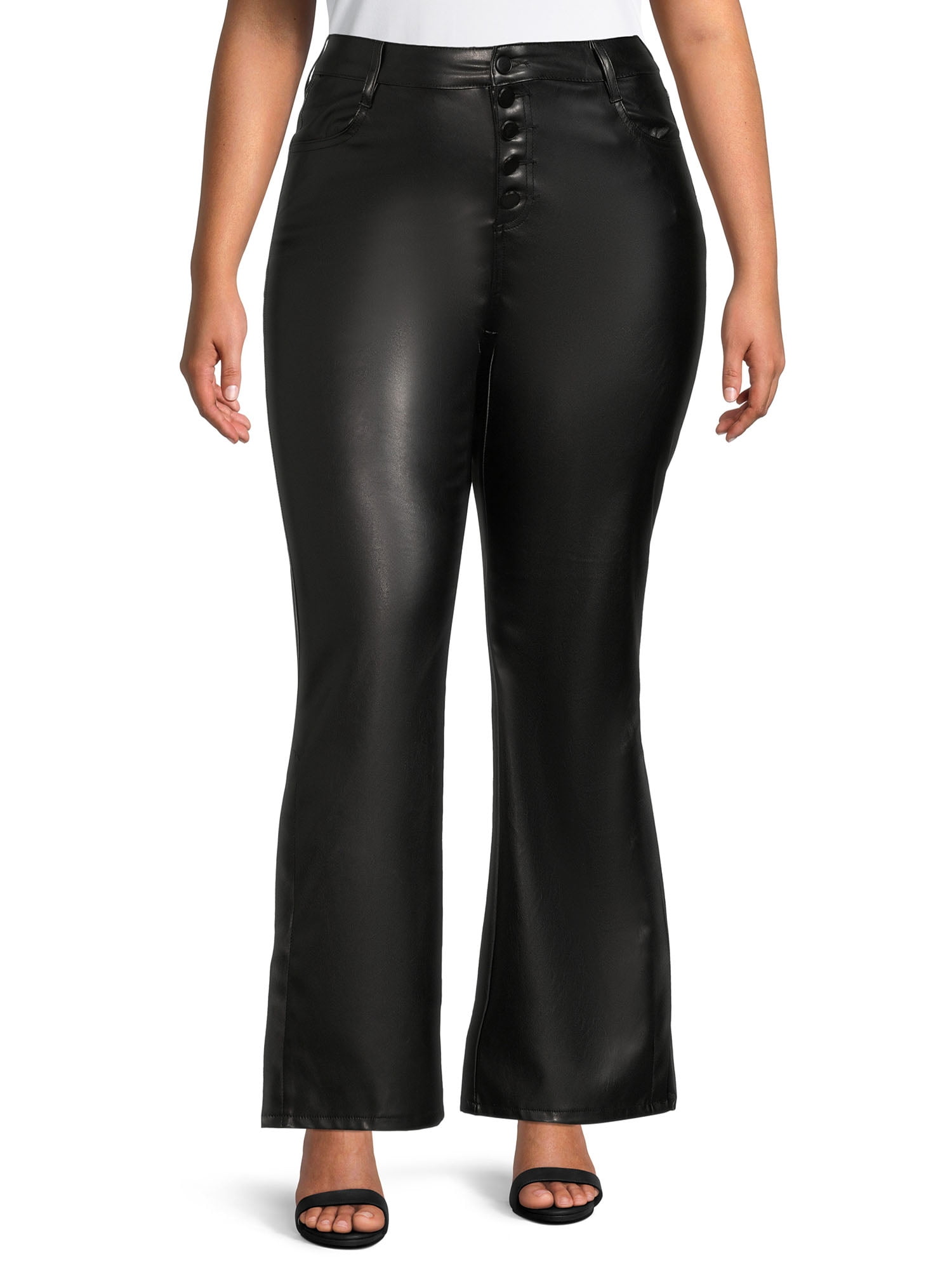 Tiny House - High Rise Faux Leather Flared Pants