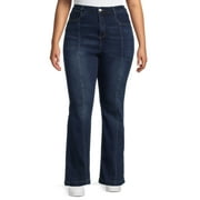 DOLLHOUSE Junior's Young Adult Plus Mid- Leg Seam Detail Flare 1970's Style Fashion Jean