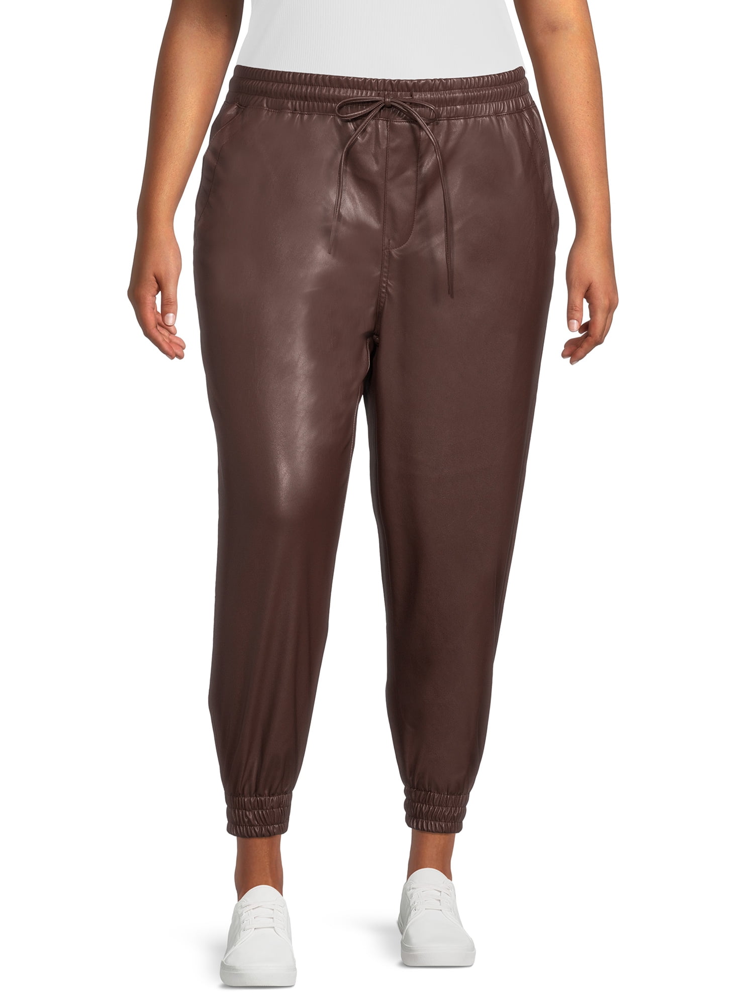 Dollhouse Junior's Young Adult Plus Vegan Sleek Stretch Leather Jogger  Pants Reduced Clearance