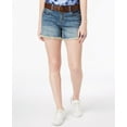 thumbnail image 1 of Dollhouse Juniors Belted Frayed Hem Denim Shorts Reef Wash 11, 1 of 1
