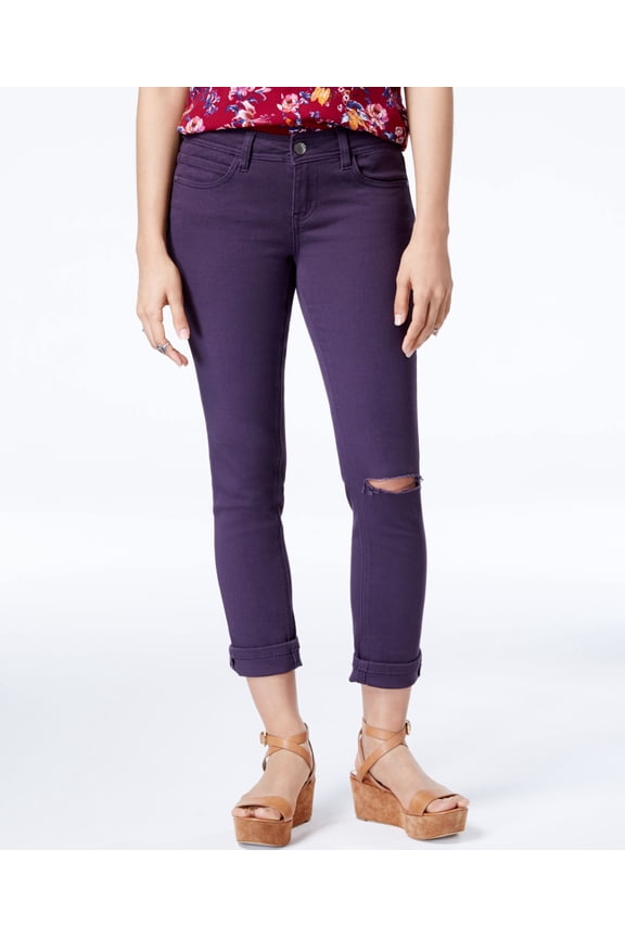 Juniors Colored Ripped Cropped Jeans Night Shade 3